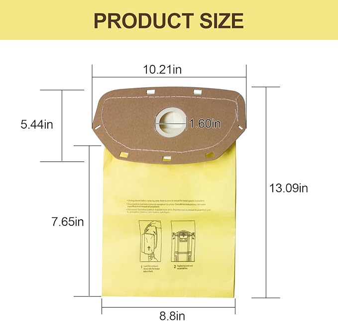 AH10232 Type CB1A Allergen Filtration Backpack Vacuum Bag Fit for Hoover Backpack Vacuum CH34006, CH93600, and CH93619 (10 Pack)