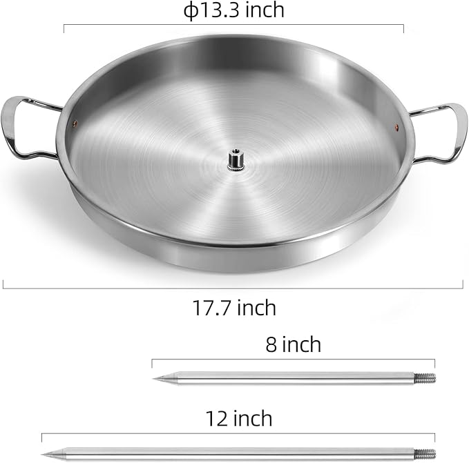 Vertical Skewer Grill.Stainless Steel al pastor skewer for grill .Vertical Skewer griddle,Vertical spit, Turkey roasting pan, Barbecue Grill Stand,Roasting pan, Great for Tacos Al Pastor,