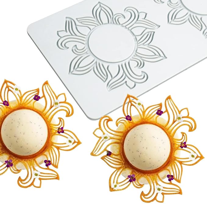 Hollow Leaf Silicone Mold Chocolate Candy 3D Hollow Leaf Candy Mold Food Cooking Meals Decorations Fondant Mold Polymer Clay Molds (Flower Ring R_11.68x3.92x0.12inch)