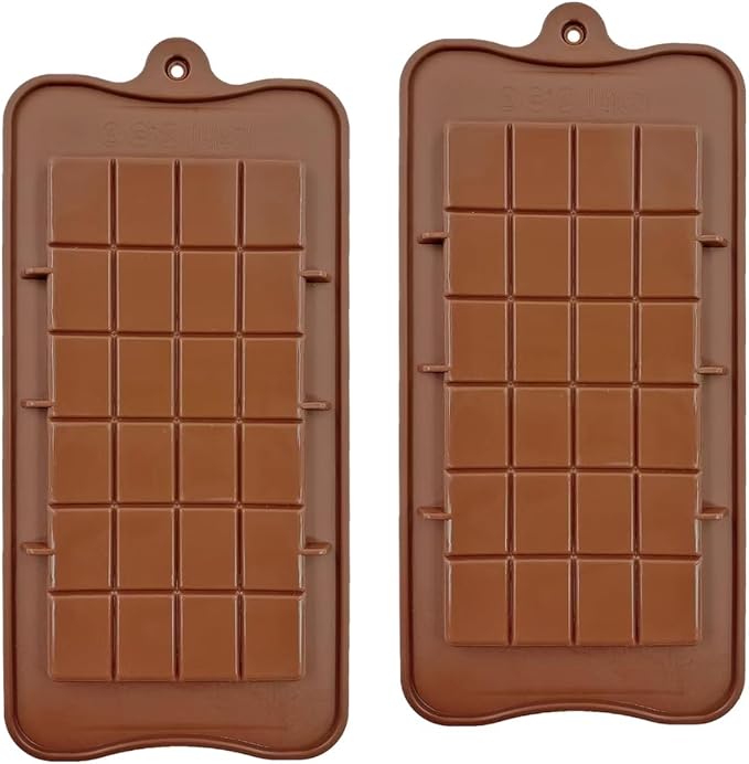 Silicone Break-Apart Chocolate, Food Grade Non-Stick Protein and Energy Bar Mold (Chocolate Bar Mold Set of 2) (2)