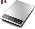 Fuzion Food Scale, 1g/0.1oz Kitchen Scale Grams and Ounces - 22lb, 7 Units, Tare & Timer Functions, Rechargeable Power, Tempered Glass & Stainless Steel - Digital Food Scale for Cooking, Baking