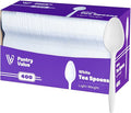 Pantry Value [400 Count] Lightweight White Plastic Tea Spoons - Disposable Cutlery for Parties, Events, and Dinner (Formerly Comfy Package)