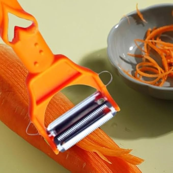 Pelador Multifuncional 2-en-1, Stainless Steel Vegetable Peeler Slicer with Grater and Spiralizer, for All Fruits and Vegetables (2Pcs)