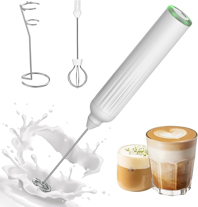 Mulli Milk Frother for Coffee with Rechargeable and Stand Set,Handheld Frother Electric Whisk, Milk Foamer, Mini Mixer and Coffee Blender Frother for Frappe, Latte, Matcha