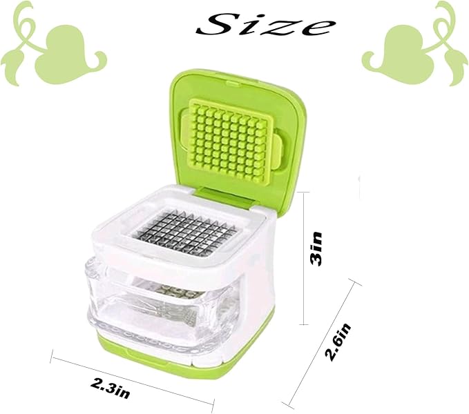 Garlic Press,Double cutting Crusher, Cutter, Mincer, and Storage Container (Green).