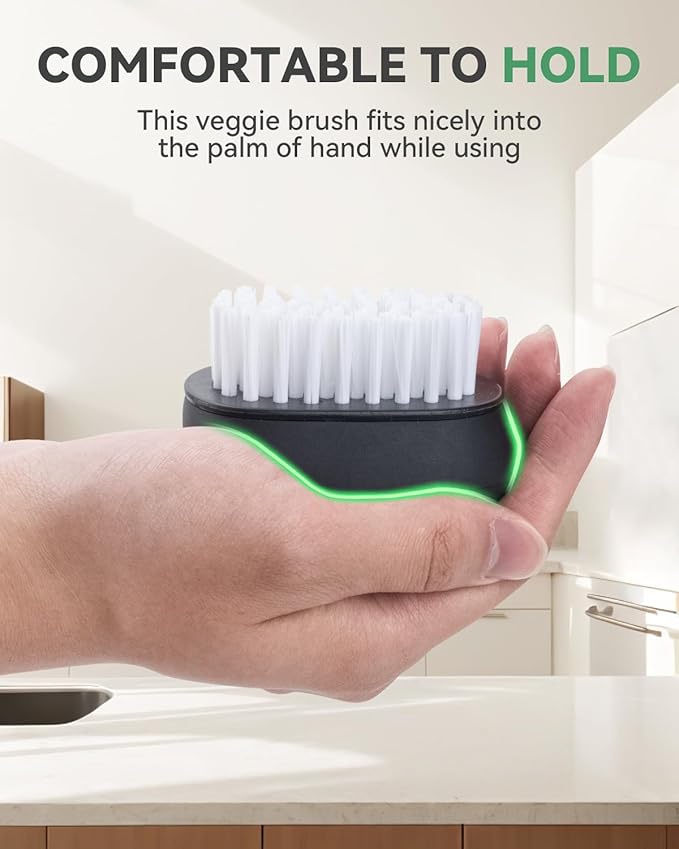 SXhyf Vegetable Brush Scrubber for Food [Black Stiff Bristles Brush + White Soft Bristles Brush] Potato Scrubber, Dishwasher Safe Veggie & Fruit Cleaning Brush for Mushrooms, Carrots, Lemons, Eggs