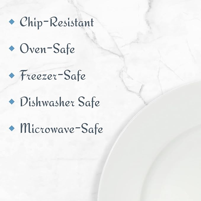 Mikasa Delray 40-Piece White Dinnerware Set, Service for 8, Durable Porcelain Plates, Bowls, and Mugs, Dishwasher and Microwave Safe