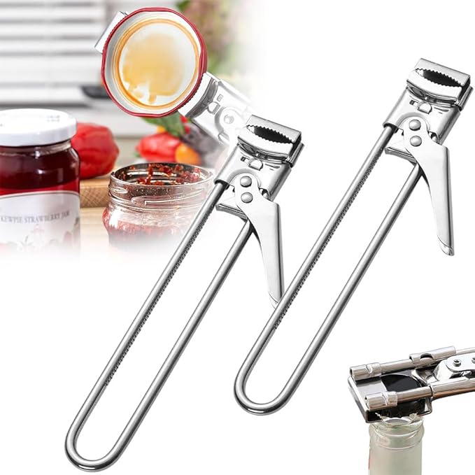 Adjustable Stainless Steel Jar Opener, 2026 New Multifunctional Stainless Steel Can Opener, Jar Lid Opener for Weak Hands, Jar Lid Gripper Bottle Opener Kitchen Accessories (2)