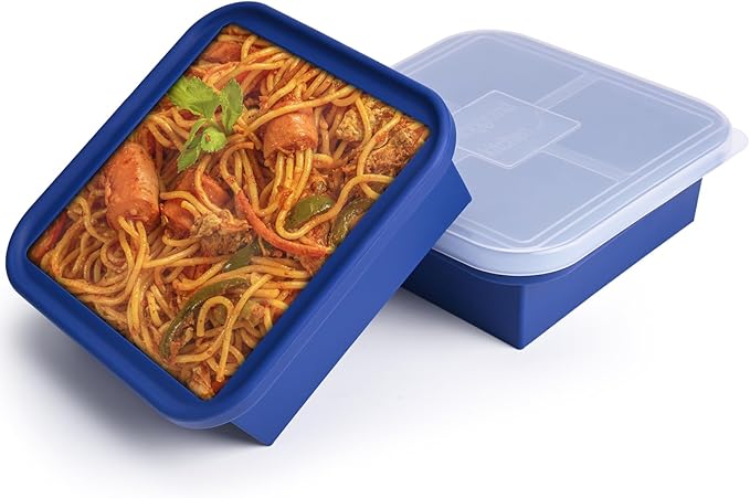 4 Cup Silicone Soup Freezer Molds 2 Pack Soup Cubes Freezer Trays with Lid Easy Release Ice Cube Tray For Food Freezing Container Store Soup, Sauce, Broth,Leftovers