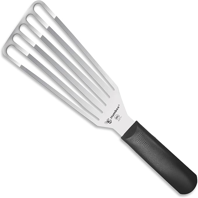 9 Inches Fish Turner, Slotted Fish Spatula Dishwasher Safe NSF, Shovel Black