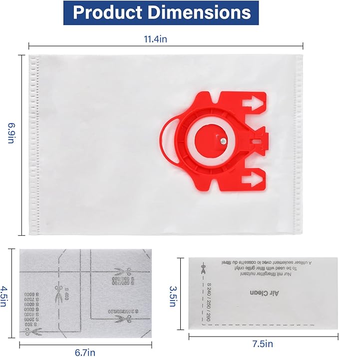 14 Packs 3D Airclean Bags Replacement for Miele FJM Vacuum Cleaner Bags,Compact C1, Compact C2, Complete C1, S241, S290, S300i, S500, S700, S4, S6 Series, Replaces Part 10123220