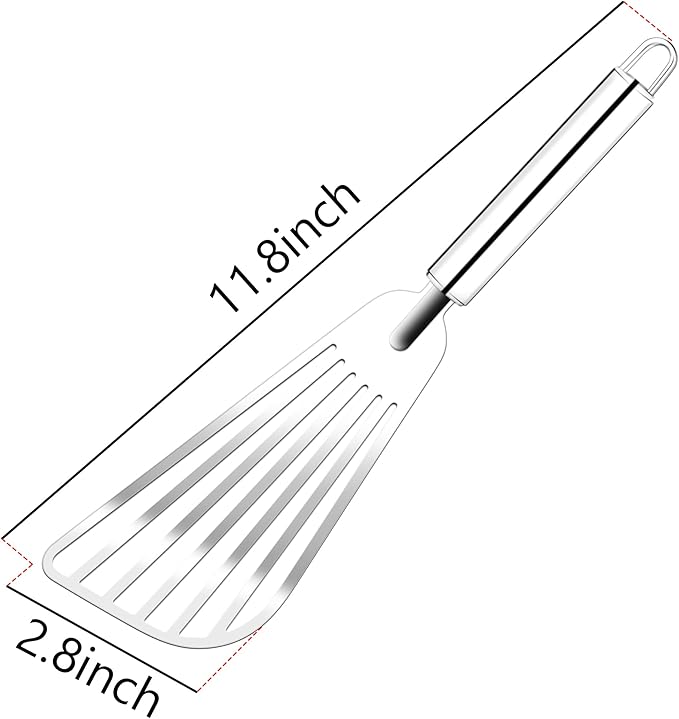 11.8inch Stainless Steel Spatula for Kitchen Use, Slotted Spatulas, Frying Spatula with Thin Edge for Turning and Flipping,2pcs
