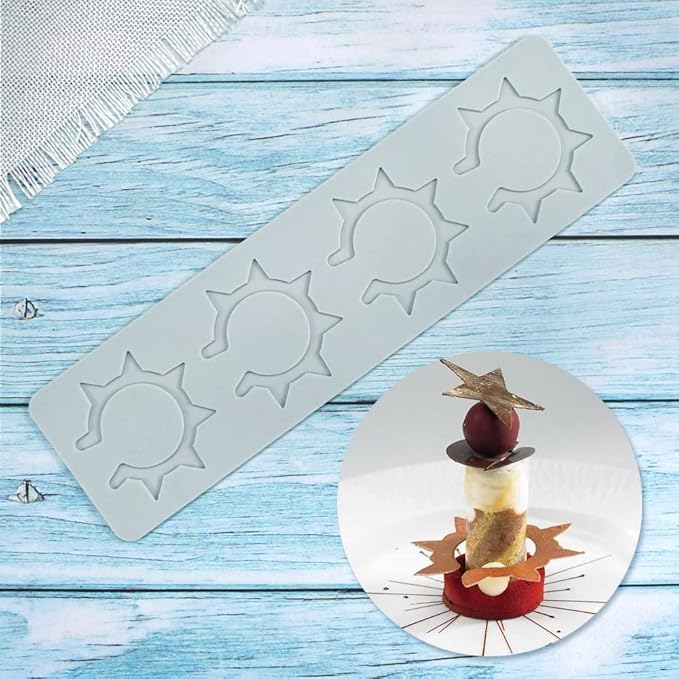 Silicone Molds 3D Hollow Leaf Chocolate Molds Honeycomb Bee Candy Mold Flower Pattern Fondant Mold Cake Topper Sugar Craft Decoration (O_Sun_9.6 * 2.68 * 0.08inch)