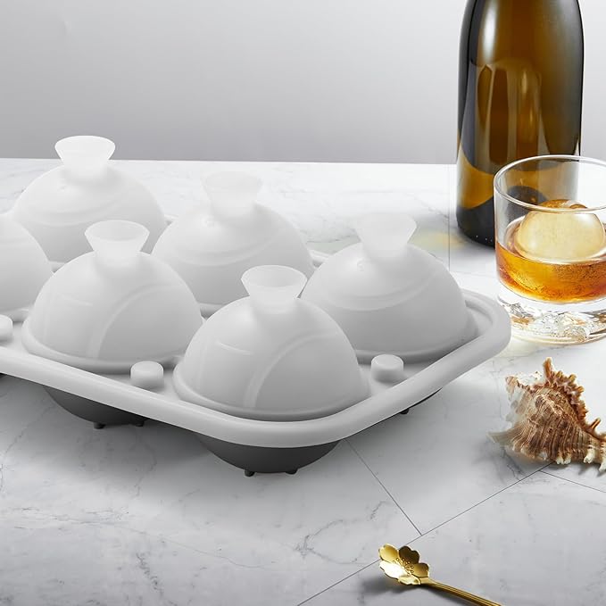 Nax Caki 3D Tennis Ice Cube Tray, Large Tennis Silicone Fun Shapes Whiskey Ice Mold with Funnel for Cocktails, Bourbon,Brandy, Whiskey Gifts for Men