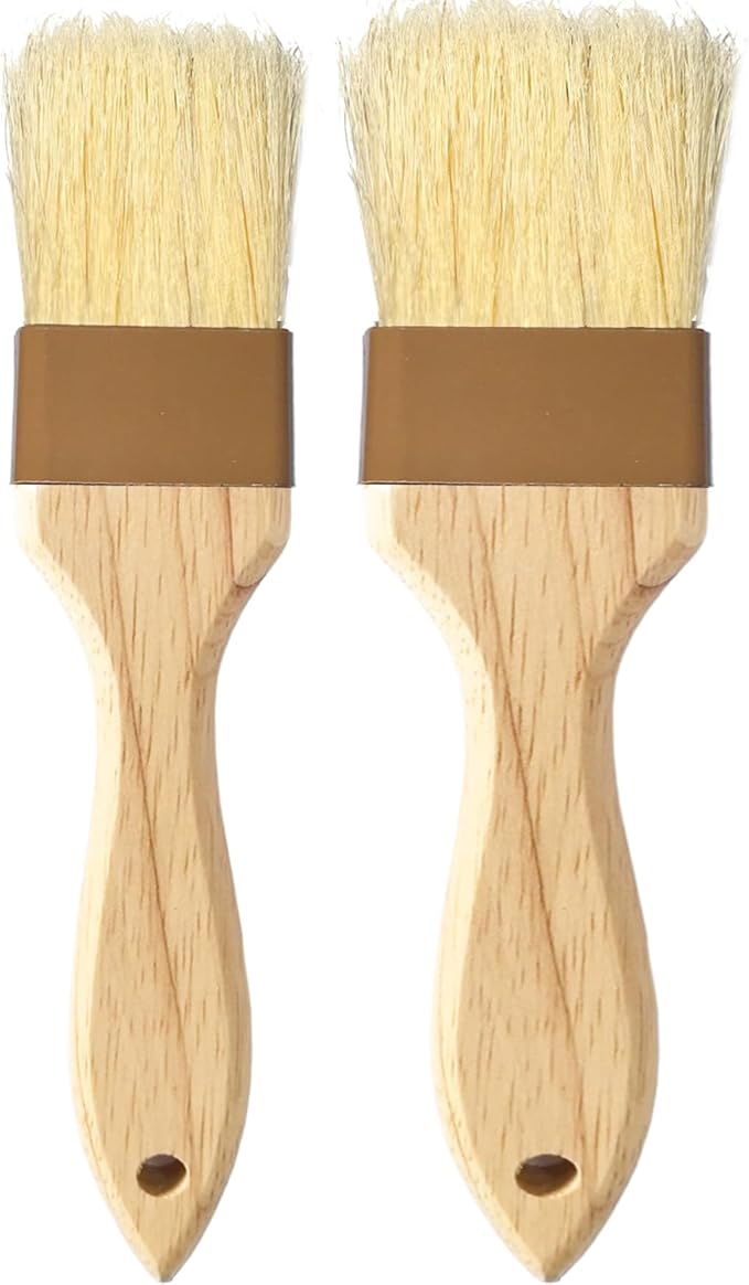 2" & 1.5" Non-Shedding Natural Boar Bristle Pastry & Basting Brush - Food-Grade, Heat-Resistant Cooking Gadgets for Baking, Grilling, Butter, Egg Wash, Oil, Sauce, Marinade, Roasting,Coffee