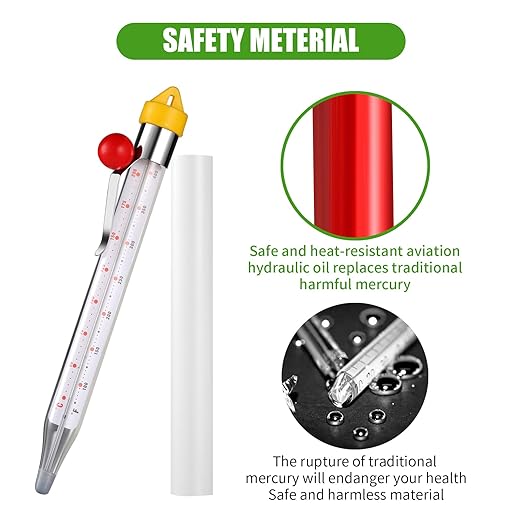 New Candy Thermometer with Pot Clip and Hanging Hook, Deep Fry Oil Thermometer Candy, Sugar Syrup Jam Jelly Instant Read Glass Food Kitchen Cooking Thermometer for Candy Making and Food