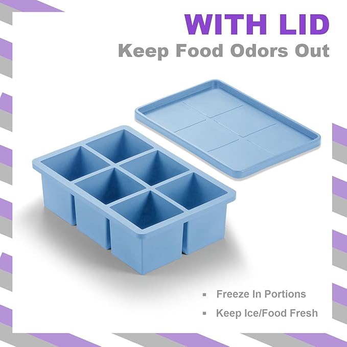 Nax Caki Ice Cube Trays 3 Pack - Large Size Silicone Ice Cube Molds(3 color) for Whiskey Ice Cube Maker for Cocktail Old Fashioned Ice Cube Tray