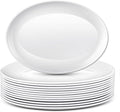 Dandat 12 Pcs Large Serving Platters Oval Trays White Plates Serving Dish for Wedding Party Restaurant Home Steak, Taco, Sushi, Appetizer, Cake (16 Inch)