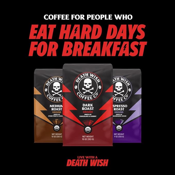 Death Wish Coffee, Single Serve Pods - Dark Roast Coffee Pods - Made with USDA Certified Organic, Fair Trade, Arabica and Robusta Beans (20 Count)