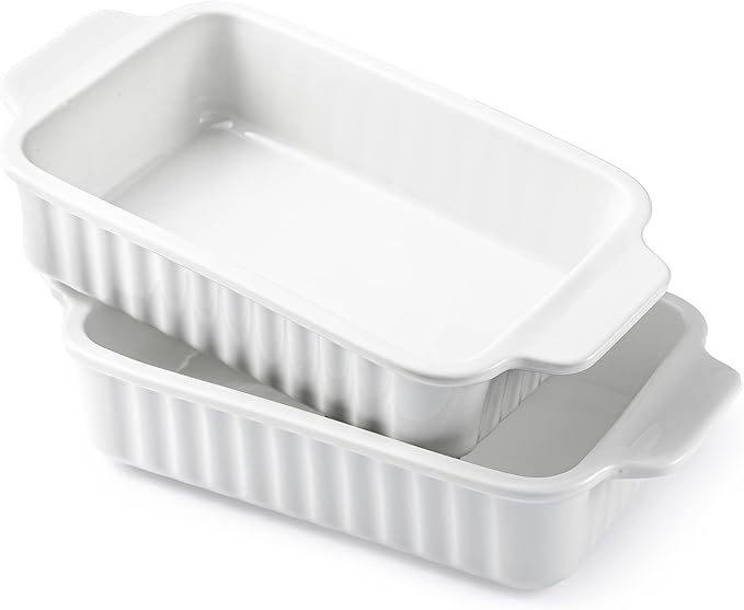 Small Baking Dish, 9x5 inch Casserole Dishes for Oven, 30 Oz Ceramic Baking Pans with Double Handles for Roasting, Lasagna, Pie, Gratin, Set of 2