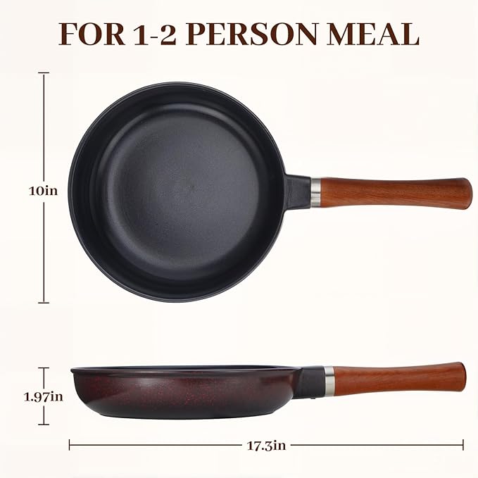 Pure Ceramic Frying Pan, Nonstick 10 Inch Ceramic Skillet (Crafted From Natural Clay Minerals Through Firing), PFAS-Free, Non Toxic/No Coatings Cooking Pan, Induction Pan (Black)