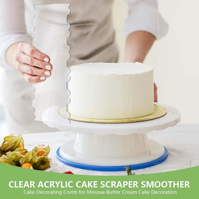 SenseYo 7 Pcs Acrylic Cake Icing Scraper Smoother Comb with Double Sided for DIY Mousse Butter Cream Cake Decoration (7)