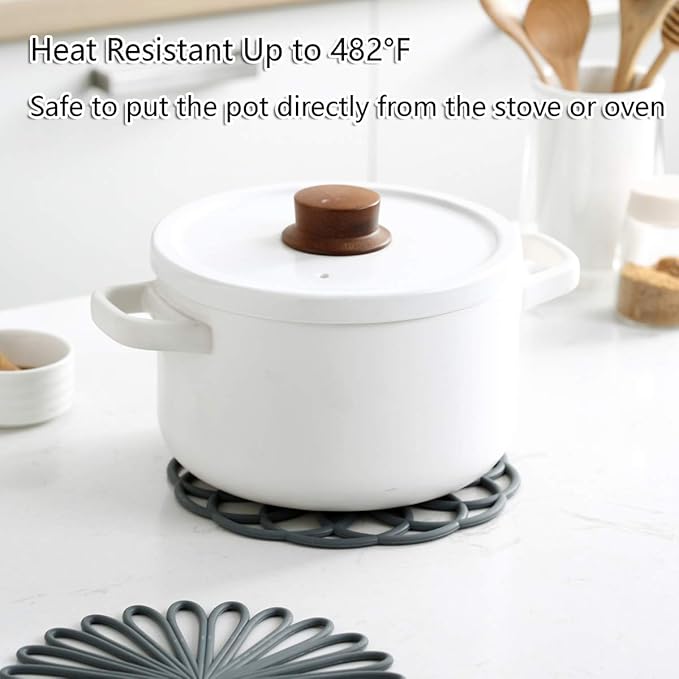 Set of 3 Silicone Trivet Mat - Hot Pot Holder Hot Pads for Table & Countertop - Trivet for Hot Dishes - Non-Slip & Heat Resistant Modern Kitchen Hot Pads for Pots & Pans, Chocolate Brown