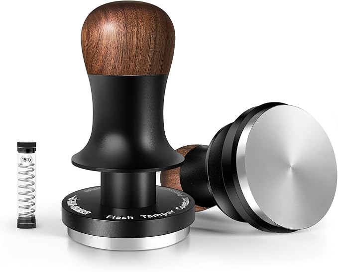 MHW-3BOMBER 58mm Espresso Tamper - 3 Spring Loaded Coffee Tamper with Sound Feedback - Barista Tamper Tool Espresso with 15lb / 30lbs Replacement Springs - Fits 58mm Standard Baskets T7068F-OS