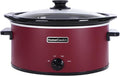 HOMECOOKIN 6 Quart Slow Cooker Oval Manual Pot Food Warmer with 3 Cooking Settings, Red Stainless Steel