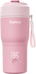 Tastee Heated Coffee Mug – 12oz Portable Travel Mug with 1℉ Precise Temperature Control, 8-Hour Heat Retention, 30W Fast Charging, Leak-Proof, Wide Mouth, Gift-Ready for Office, Home & Outdoor(Pink)