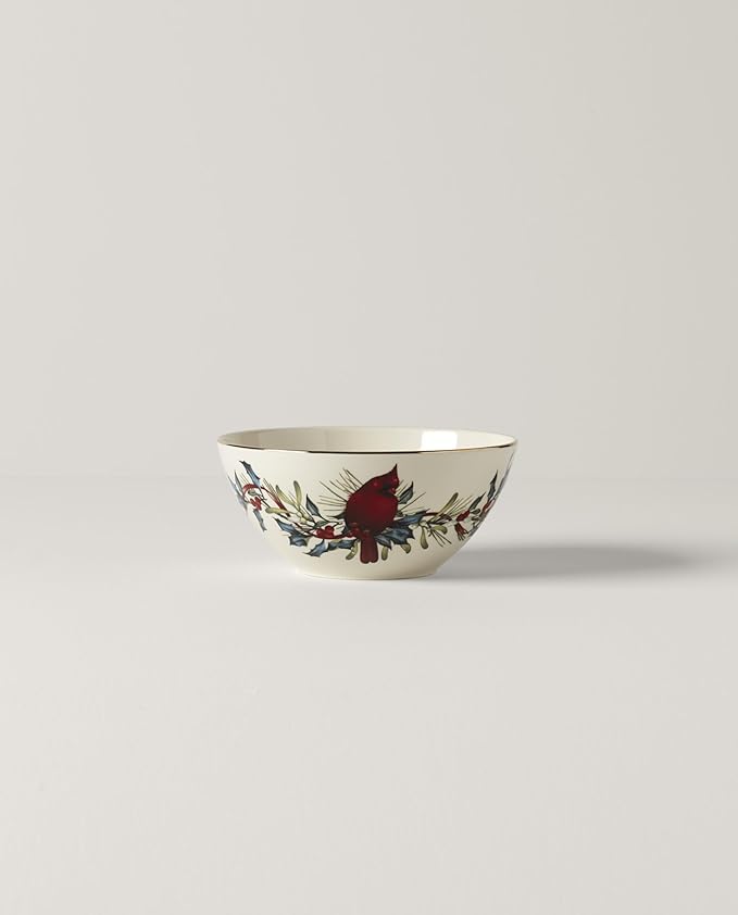 Lenox 847256 Winter Greetings 7" Bowl,Red / Green, Christmas Dinnerware