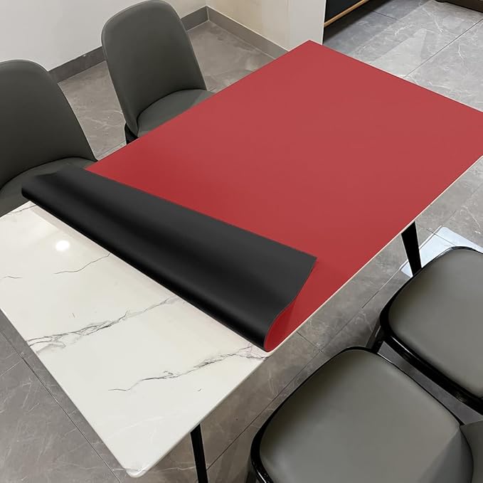 Table Pads for Dining Room Table for Dining Room Table - Can Be Used On Both Sides Waterproof and Easy to Clean Good Flatness Used for Dining Table(Black+Wine Red 46x72)