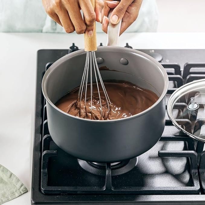 GreenPan Chatham Hard Anodized Healthy Ceramic Nonstick, 3QT Saucepan Pot with Lid, PFAS-Free, Dishwasher Safe, Oven Safe, Gray