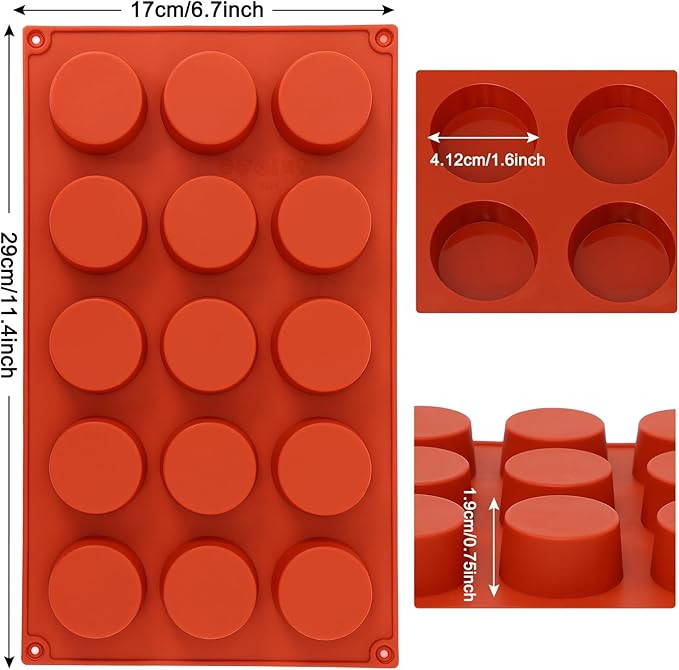 2PACK Silicone Cylinder Molds,15-Cavity Round Candy Chocolate Mold, Handmade Soap Silicone Mould, for Mini Muffin, cake,Jelly, Dessert, Ice Cube