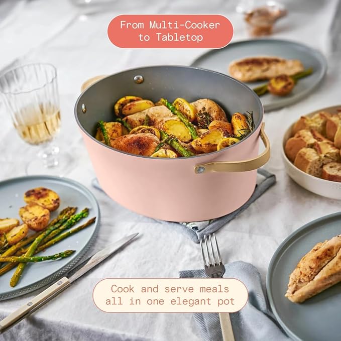 Beautiful 10-in-1 6Qt Electric Multi-Cooker with 7 Presets, Oven-Safe Pot & Lid, Sauté, Steam, Slow Cook, Slow Cooker, Simmer, Rice & More – Touch Display, Dishwasher Safe, Serves Up to 7 (Rose)