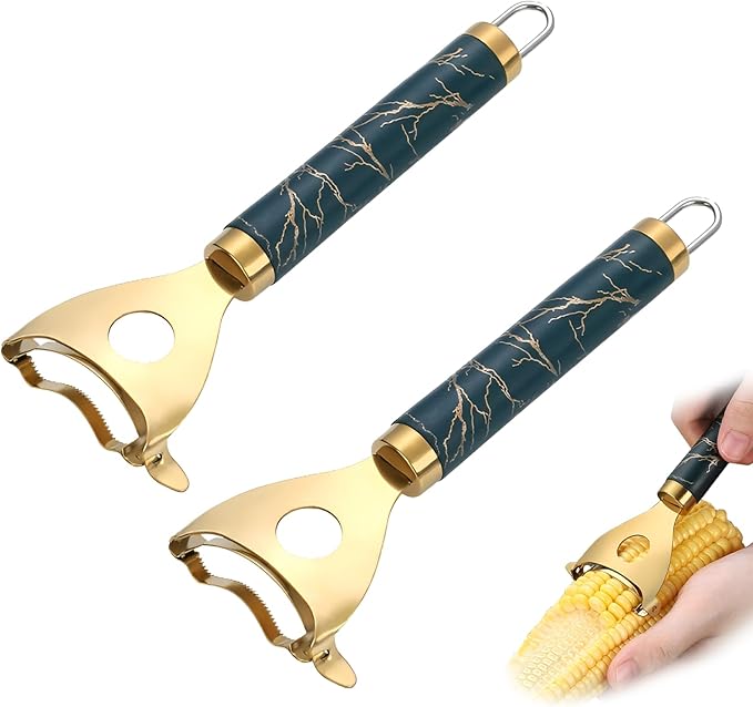 Cobb Gobbler Corn Peeler(2-Pack) – Stainless Steel Corn Kernel Stripper Tool，Labor-Saving and Fast Peeling Tool， Efficient Kitchen Gadget