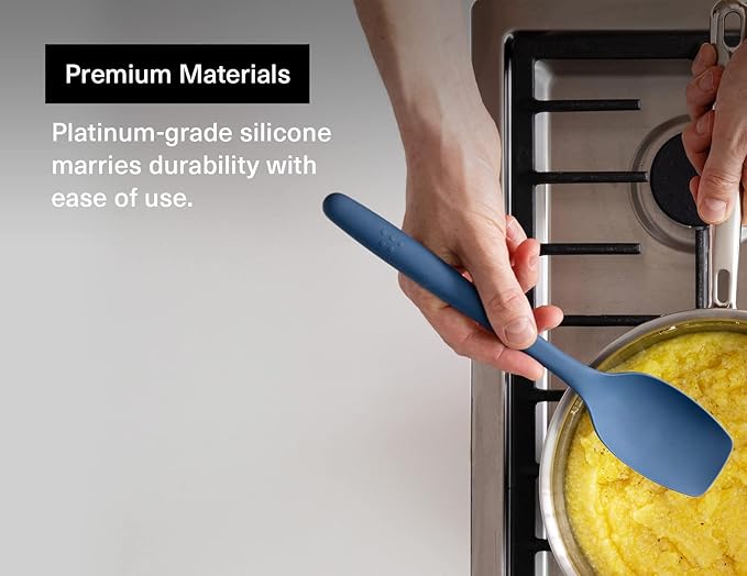 Misen Spoontula - Dishwasher Safe, Heat resistance, Nonstick Safe - Professional-Grade Versatile Kitchen Tool for Stirring, Spponging, Folding and Flipping - 4 Tools in One - Built to Last - Blue