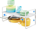 Expandable Cabinet Shelf Organizers, Kitchen Small Stand Rack Organization for Countertop Cupborad Pantry, White 1 Pack