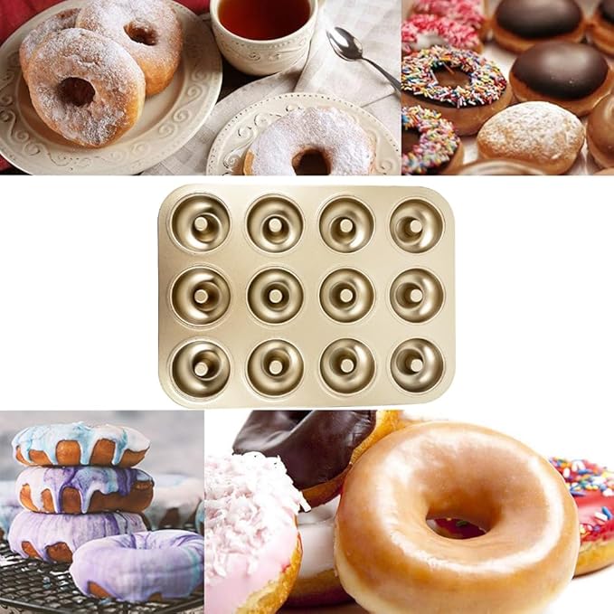 12 Cavity Donut Baking Pans Nonstick Donut Pan Carbon Steel Ring Donut Baking Tins Doughnut Pans Donut Molds Baking Pan