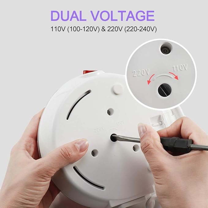 Upgrade Travel Kettle, ShineMe Food Grade Silicone Dual Voltage 110-220V Ultrathin Portable Electric Water Kettle with Cup, Universal Adaptor and Detachable Power Cord, 555ML (White)