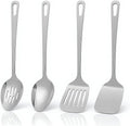 Cooking Utensils Set 4pcs - Stainless Steel Kitchen Utensils, Heavy Duty Metal Utensils Set with Stainless Steel Spatula Set Wok Spatula, Serving Spoons, Ergonomic Handle and Dishwasher Safe