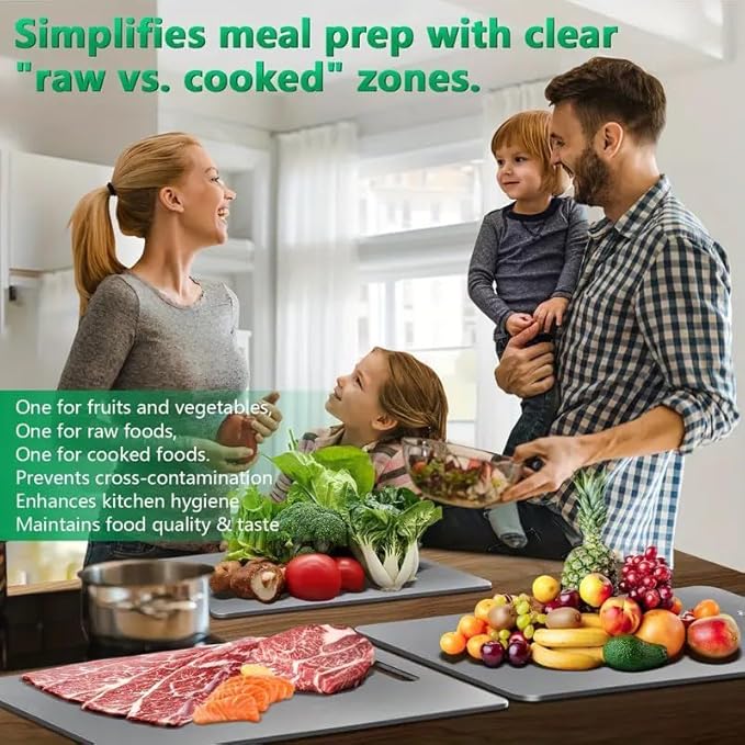 Katuchef Titanium Cutting Board - New Upgrade 100% Pure Titanium Cutting Boards for Kitchen Double Sided Non Toxic Cutting Board,Hygiene Durable Dishwasher Safe Chopping Board (3PC:S+M+L)