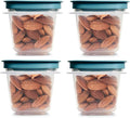 Container 0.5-Cup Flex & Seal Leak Proof Lids Food Storage Set, Teal, Clear Meal Prep Flex Containers, 4 Piece Bundle Set
