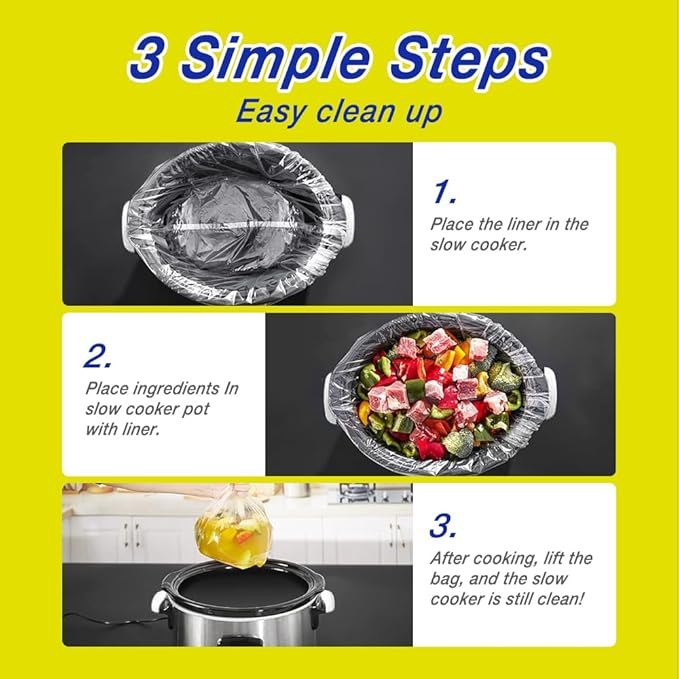 Slow Cooker Liners,1-3 Quart Cooking Bags Small Size 11"x 16", Disposable Slow Cooker Bags Oval For Crock Pot 20PCS