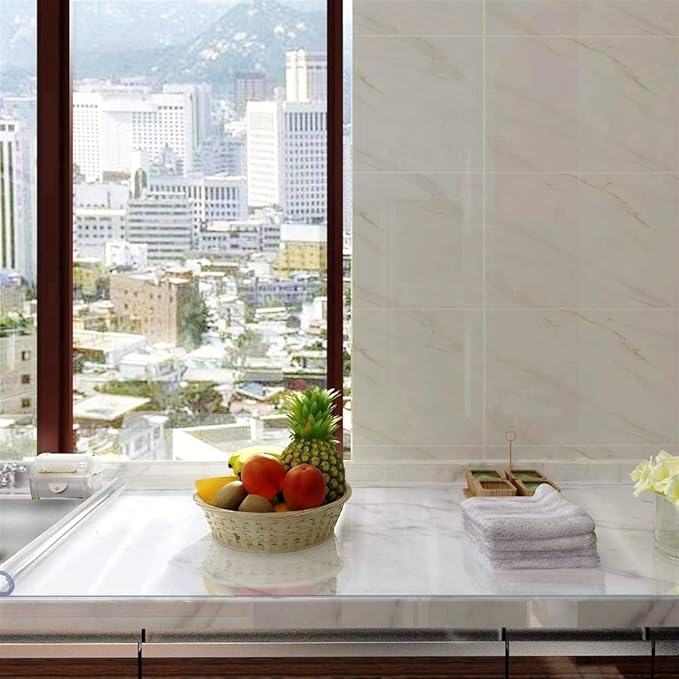 NECAUX Custom 20 x 39.4 Inch Clear Desk Cover Protector, 1.5mm Thick Plastic Desk Pad, Desk Protector Clear, Desk Mat on top of Desk, Clear Table Cover Protector for Computer Writing Desk, Side Table