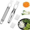 Stainless Steel Green Onion Slicer 2 PCS, Multi-Blade Kitchen Herb Cutter, Professional Scallion Shredding Tool Shred Silk The Knife, Upgrade Stainless Steel Chopped Green Onion Knife Vegetable