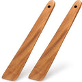 2 Pcs Teak Wood Spatula Set Non Toxic Cooking Utensils Spurtle Kitchen Tools Turner Bamboo Wooden Spatulas for Cooking Spoon Flat Egg Flipper Spatula Kitchen Utensil Set Sourdough Scraper Stirrer