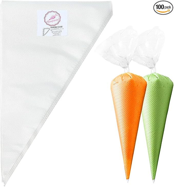 Keenpioneer 14-Inch Disposable Decorating & Pastry Bags, Tipless Icing Piping Bag for Cake, Cream Frosting and Cookie Decoration, Pack of 100 (Clear)