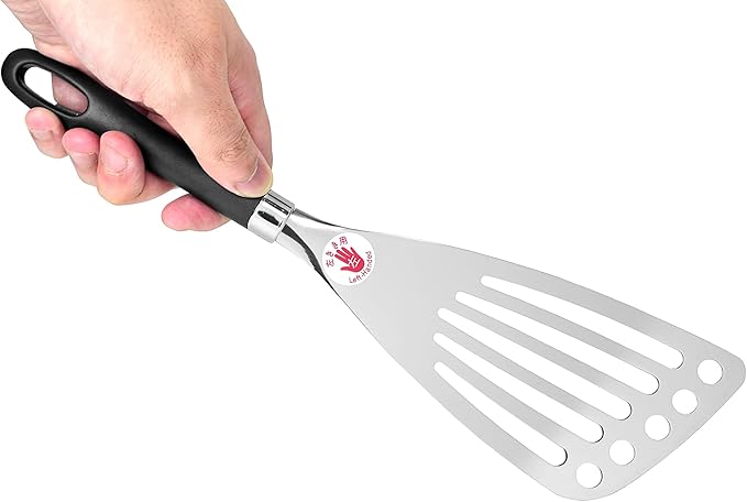 Seki Japan Left Handed Spatula Stainless Steel Egg, Fish Spatula Cookware - Slotted Turner Egg Flipper Utensils 12” Left-Handed