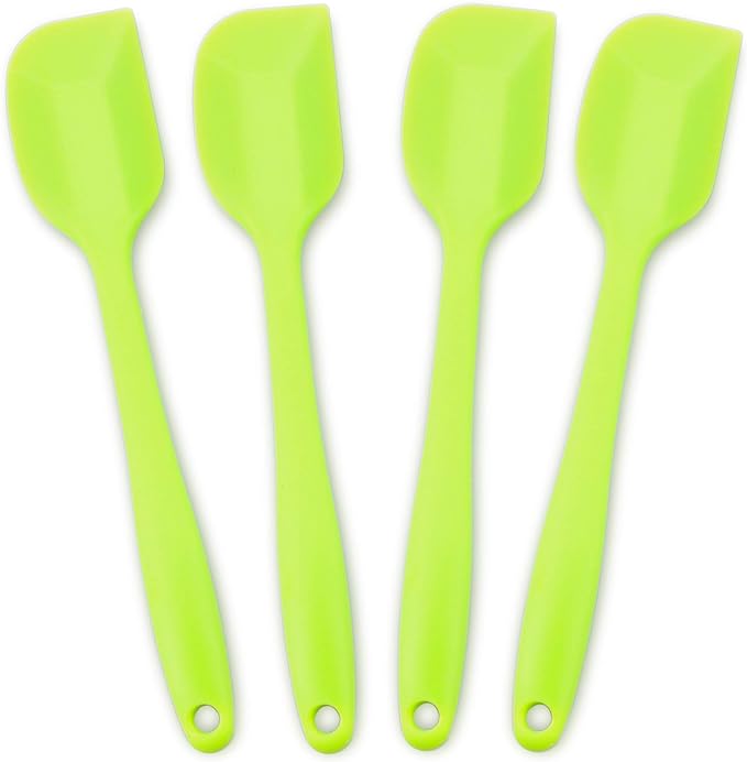 Silicone Spatula 4-piece Set, Heat-Resistant Non-stick Rubber Spatulas with Stainless Steel Core, Green
